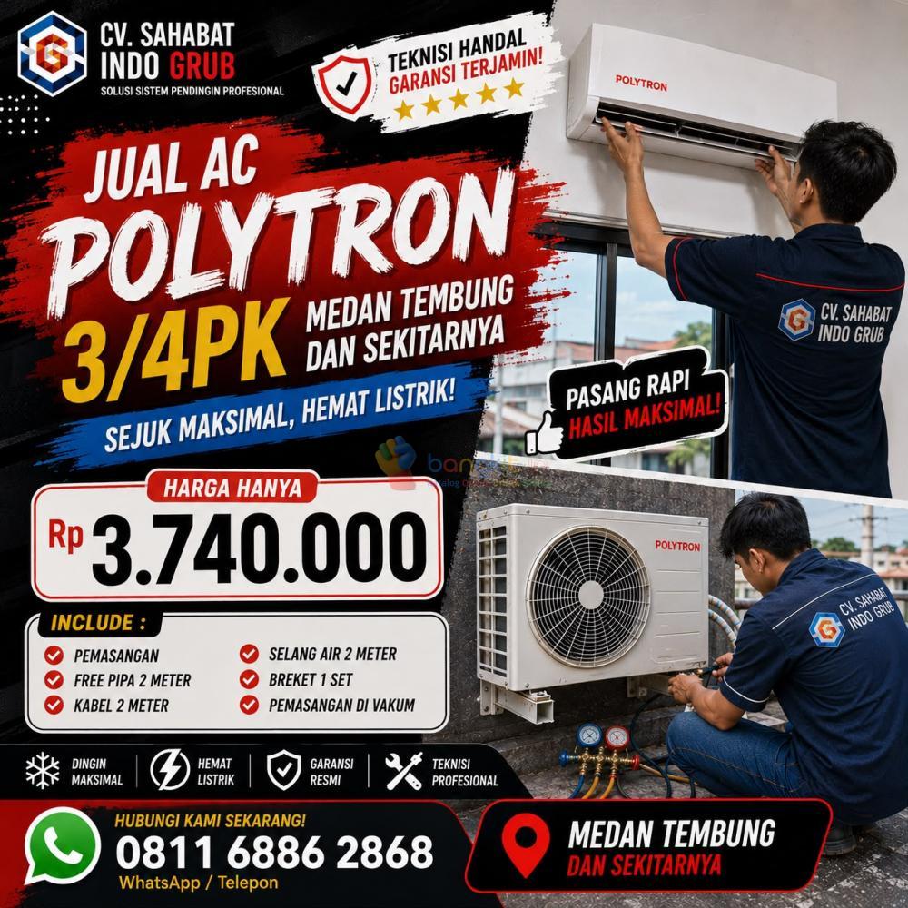 Jual AC Polytron 3/4 PK Medan Tembung | Solusi Pendingin untuk Rumah, Kantor & Ruko