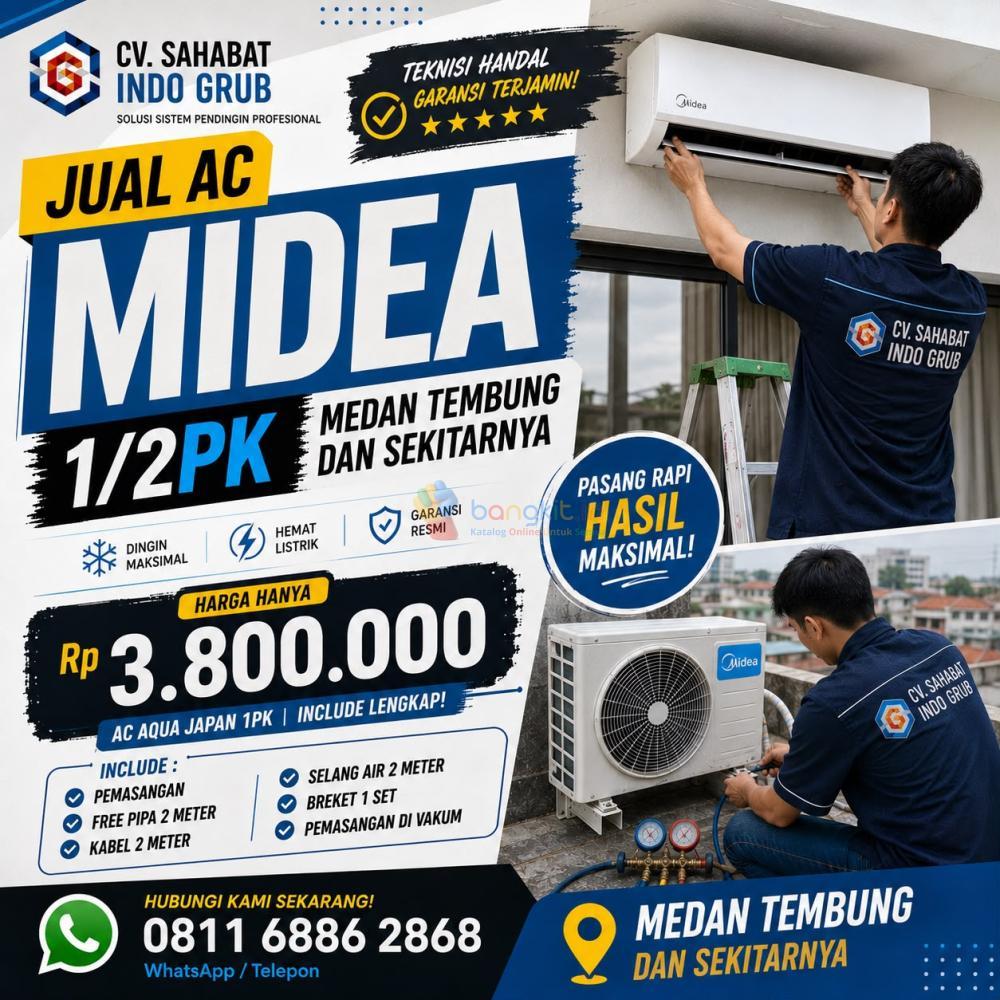 Toko AC Midea 1/2 PK Medan Tembung dan Sekitarnya | Harga Kompetitif & Siap Kirim