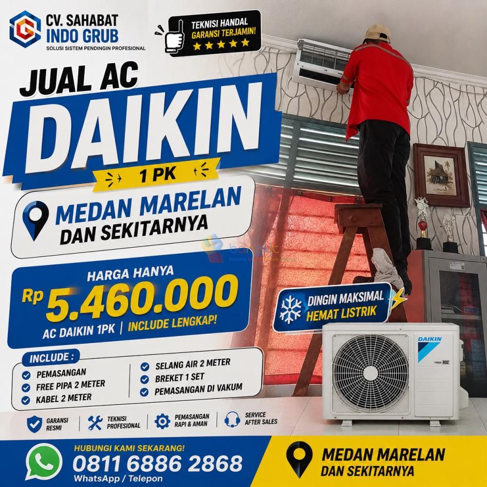 Jual AC Daikin 1 PK Medan Marelan | Free Survei, Pemasangan Cepat & Rapi