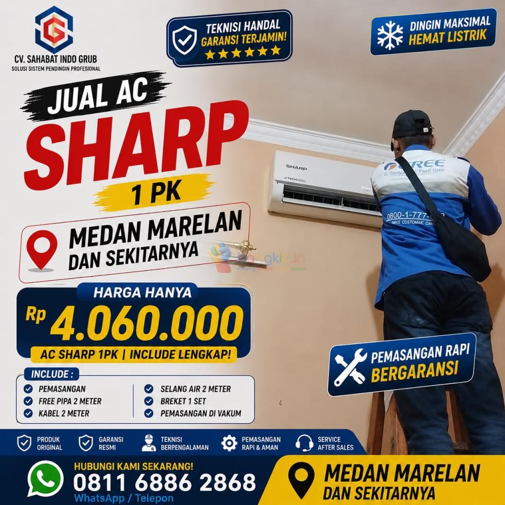 Distributor AC Sharp 1 PK Medan Marelan | Unit Baru, Resmi & Berkualitas