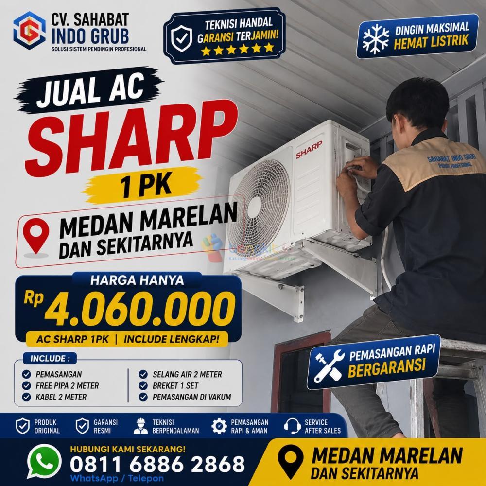 Jual AC Sharp 1 PK Medan Marelan | Solusi Pendingin untuk Rumah, Kantor & Ruko