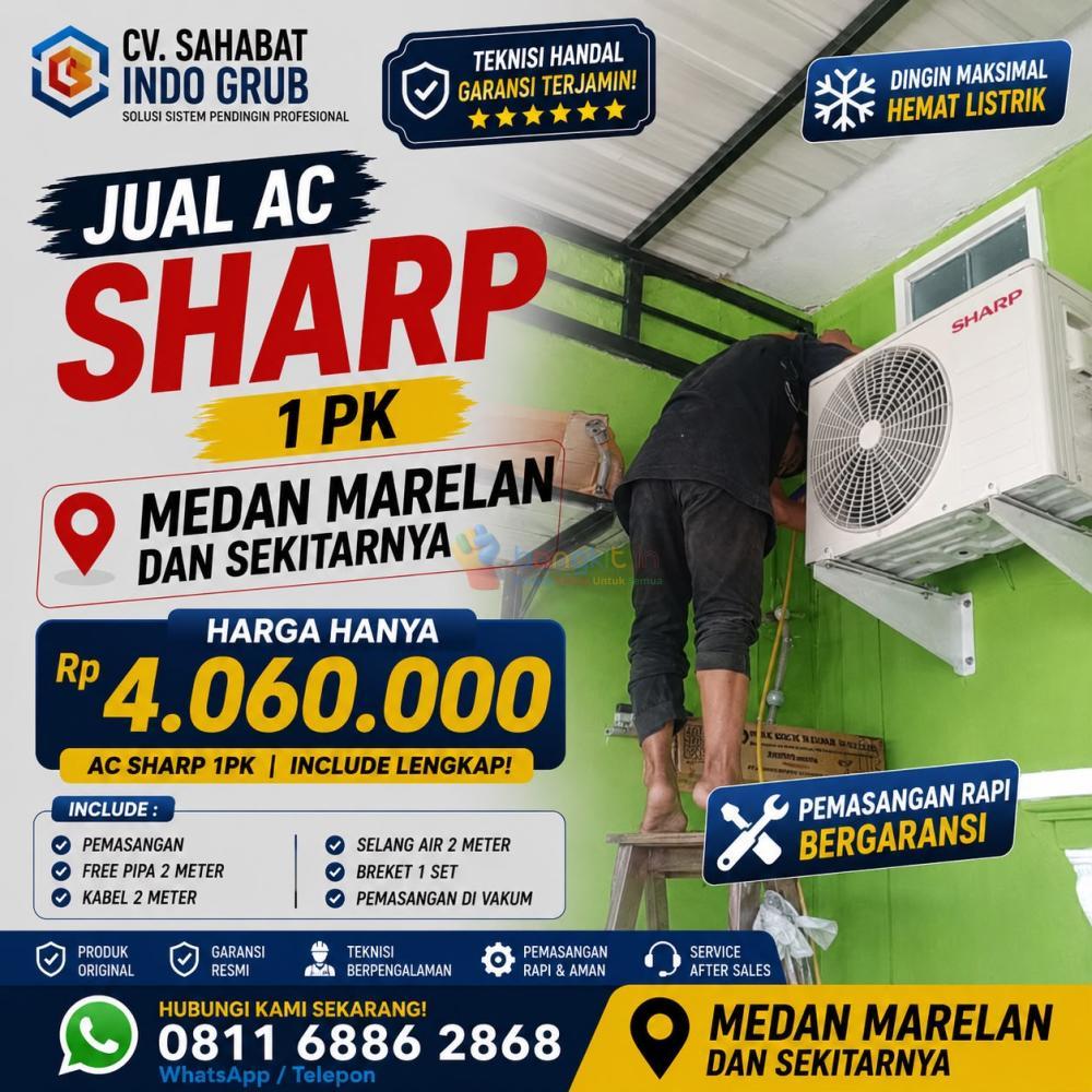 AC Sharp 1 PK Medan Marelan dan Sekitarnya | Hemat Listrik, Garansi Resmi & Teknisi Profesional