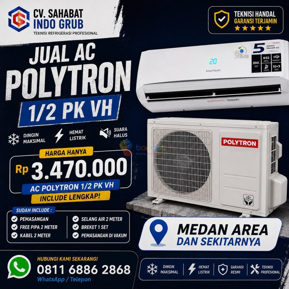 Jual AC Polytron 1/2 PK Seri VH Medan Area dan Sekitarnya | Harga Terbaik & Garansi Resmi