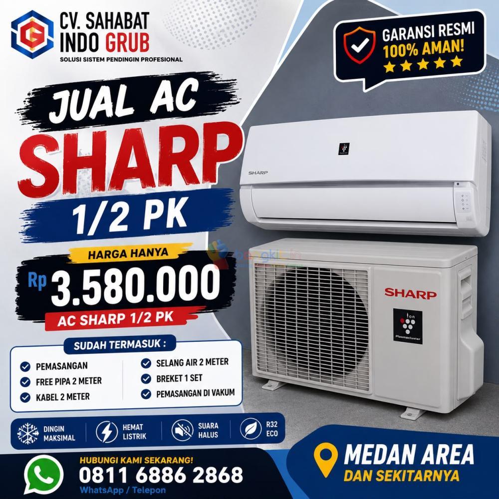 Jual AC Sharp 1/2 PK Medan Area | Unit Original, Pemasangan Bergaransi & Layanan Terbaik