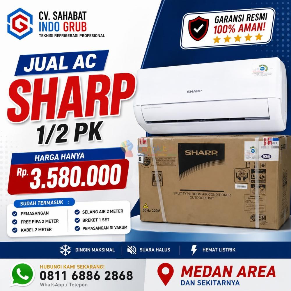 AC Sharp 1/2 PK Medan Area dan Sekitarnya | Hemat Listrik, Garansi Resmi & Teknisi Profesional