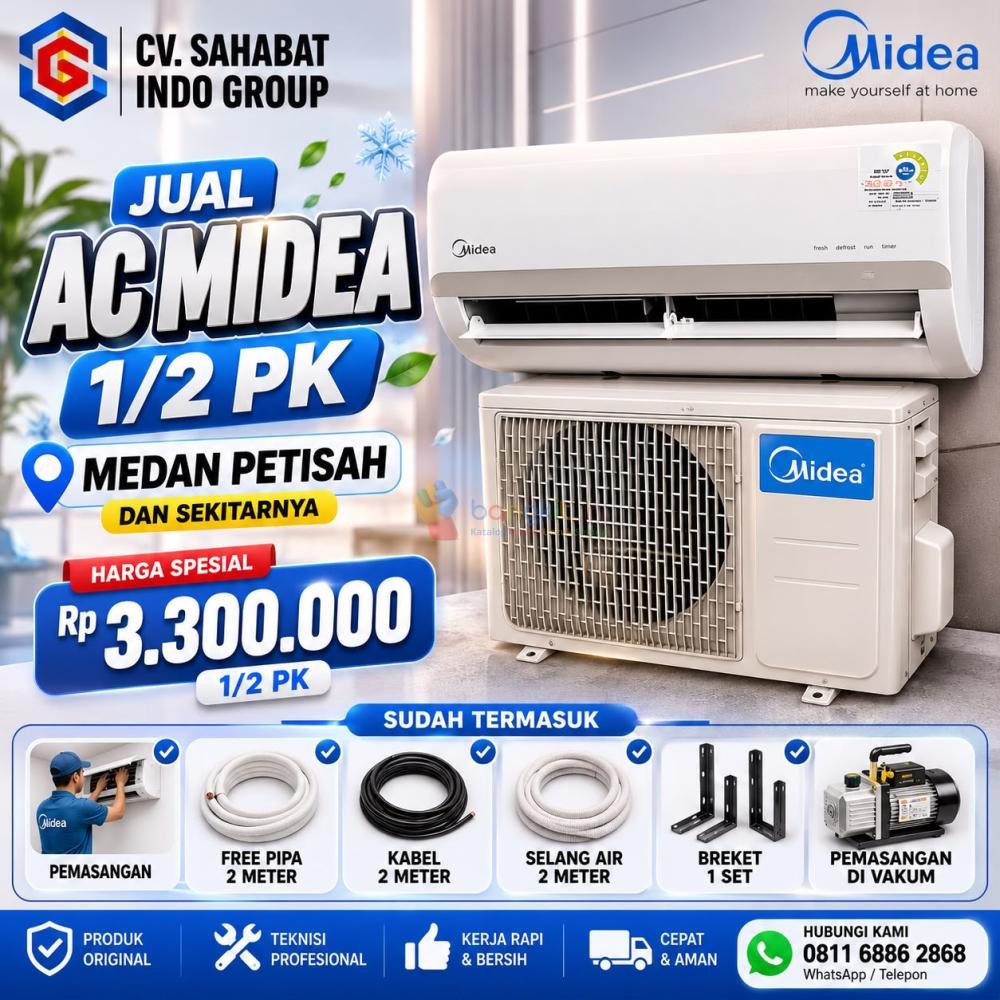 Jual AC Midea 1/2 PK Medan Petisah | Solusi Pendingin untuk Rumah, Kantor & Ruko