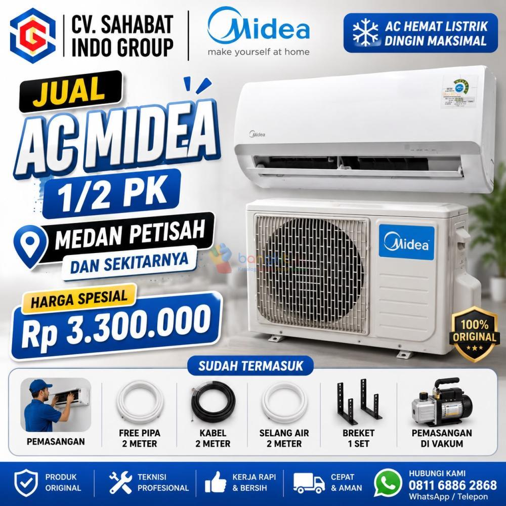 Toko Jual AC Midea 1/2 PK Medan Petisah | Unit Original, Hemat Listrik & Siap Pasang