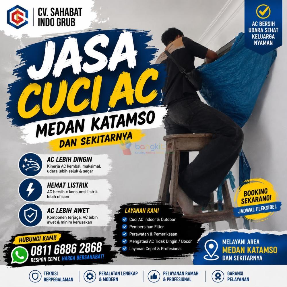 Jasa cuci AC Medan Katamso dan sekitarnya. Cuci AC bersih, teknisi profesional, harga terjangkau, bergaransi, AC kembali dingin maksimal.