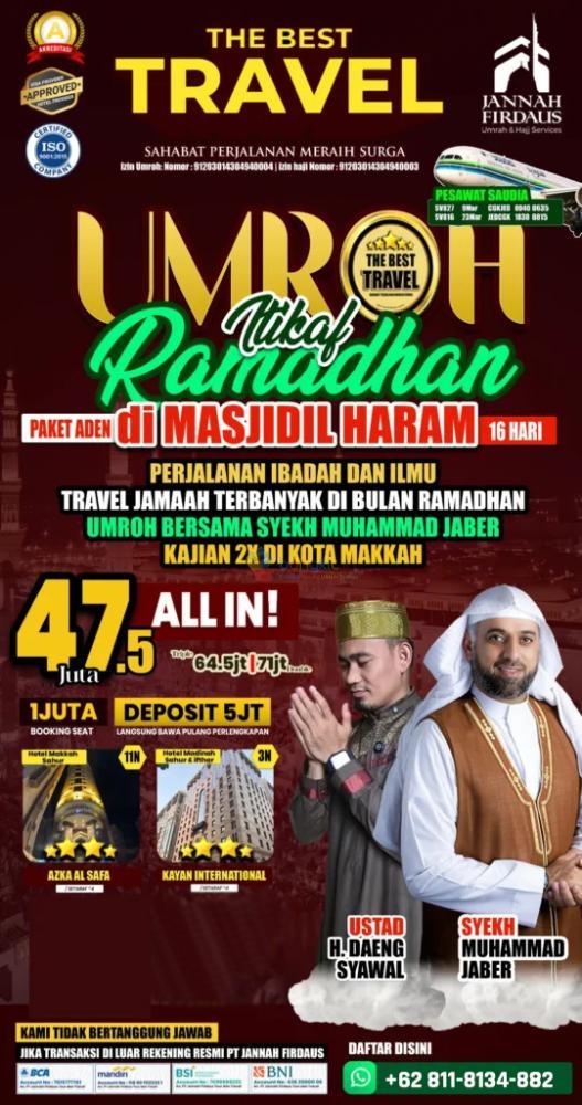 OFFICIAL! TELP. 0811-8134-882, Umroh Plus Haji Maluku, Jannah Firdaus