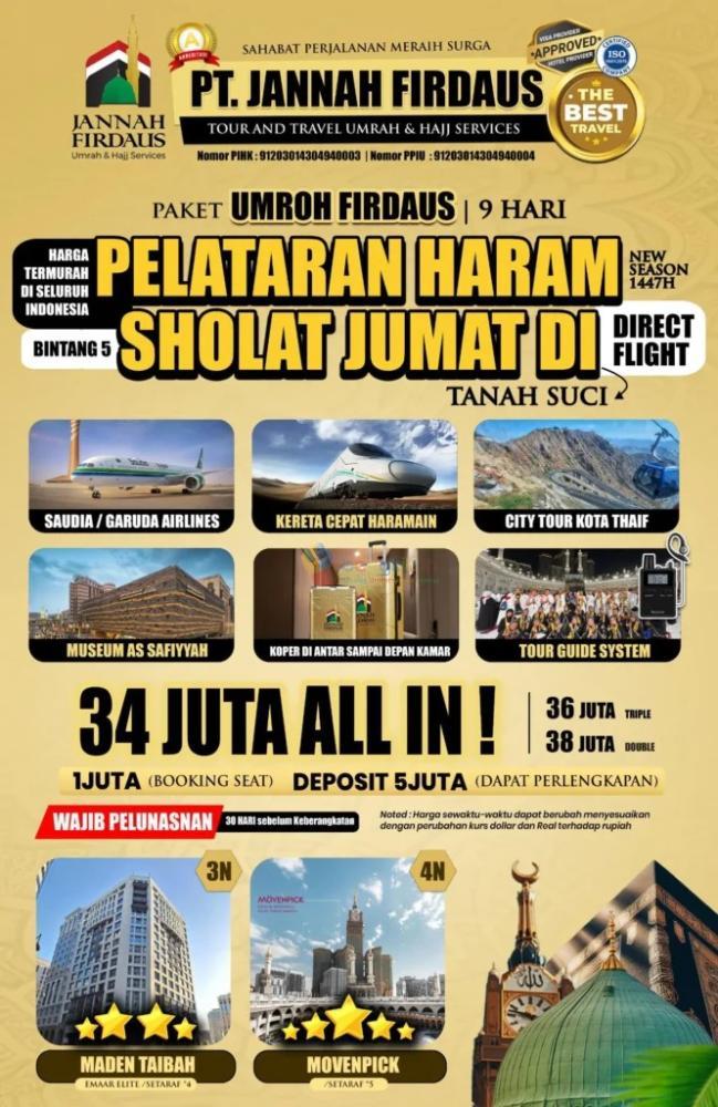 SPESIAL! TELP. 0811-8134-882, Umroh Plus Holiday Bandung, Jannah Firdaus
