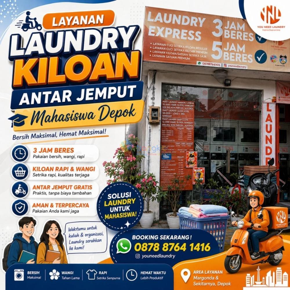 Hemat & Murah Laundry Kiloan antar jemput Mahasiswa Depok